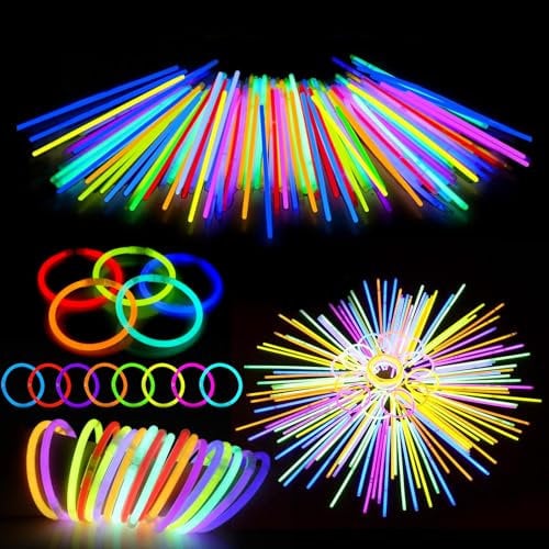 Kangtaixin Barras Luminosas - 100 Pulseras Fluorescentes con 100 Conectores, Glow Sticks para Fiesta, Eventos, Bodas, Navidad, Cumpleaños y Celebraciones Neon
