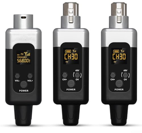 SPORTARC Microfono Trasmettitore e ricevitore wireless, 48 V Microfono Trasmettitore Ricevitore Adattatore Per Microfono Dinamico Mixer Audio Wired A Wireless