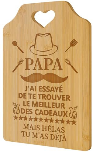 Niviy Cadeau Anniversaire Papa Planche à Découper Bambou Gravée Idée Cadeau Originale Fête des Pères Anniversaire ou Noël Planche Personnalisée Papa Chef Accessoire Cuisine Décoratif et Pratique