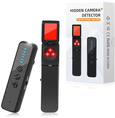 BEE&FLOWER Hidden Camera Detector | Portable RF Bug Sweeper for Hotel, Office & Home | Anti Spy Gadget with Sound/LED Alert (Black)
