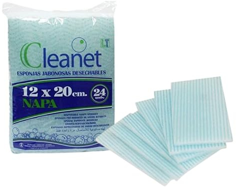 Cleanet: esponja jabonosa desechable napa 12x20cm 90grs. 10pqs x 24uds (240). Envío gratis