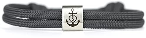 KOMIMAR Surfer Armband GLAUBE LIEBE HOFFNUNG persönliche Initiale im Herzen - viele Farben - personalisiert - Geschenkidee - Jungen Armband - Edelstahlarmband - - Gravur Armband