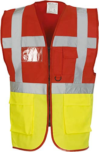 Yoko Multifunktionale Herren-Hochsicherheitsweste yk002/hvw801. 3XL rot/gelb