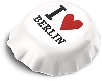 koziol 3775525 Plopp I Love Berlin Flaschenöffner mit Druck, Thermoplastischer Kunststoff, weiß, 8.5 x 7.7 x 2.4 cm
