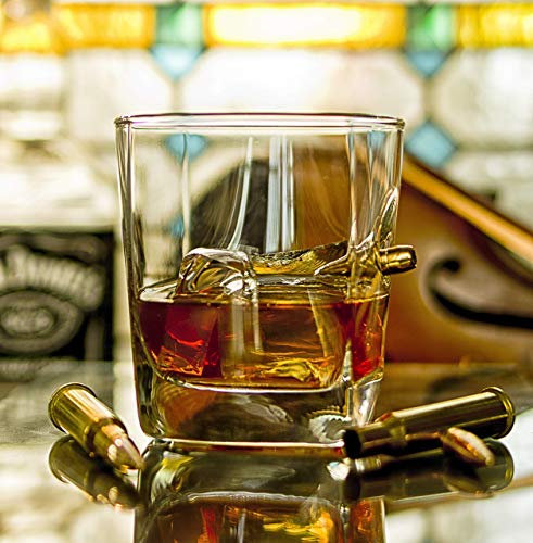 Geschenk für ihn. Original KolbergGlas Whiskygläser mit realem Projektil Cal.308 Whiskey Glas mit Kugel.