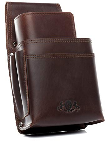 SID & VAIN Profi Kombi Kellner-Geldbörse Mit Holster Echt Leder Doppel Genäht Gastronomie Kellnerbörse & Holster Viele Fächer Stecktasche Braun