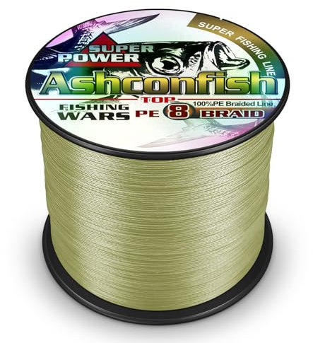 Ashconfish Braided Fishing Line-8 Strands Super Strong Fishing Wire 100M/109Yards 50LB-Abrasion Resistant Braided Lines-Incredible Superline-Zero Stretch-Superfine Diameter-Army Green