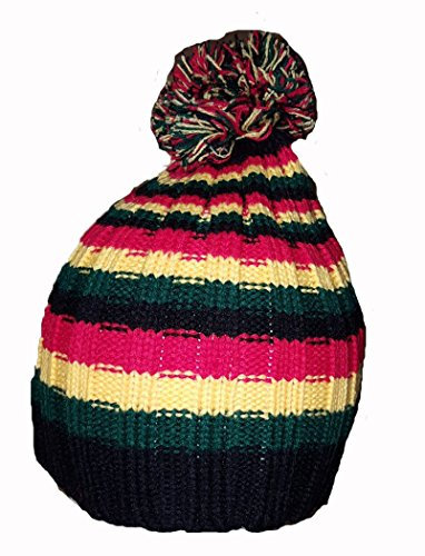 Kinder, die Rasta Streifen Farbe Beanie Pom Hat Bob Marley