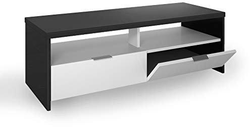 Berlioz Creations Edison Meuble TV, Autre, Noir et Blanc, 110 x 41 x 38 cm