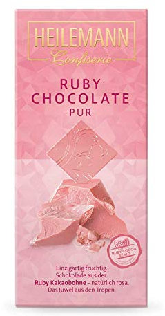 Heilemann Ruby Chocolate pur – 80 g Ruby-Schokolade Tafel aus Ruby-Kakao – zartschmelzend, rosa, fruchtig-beerig – ohne Farbstoffe, ohne Fruchtaromen