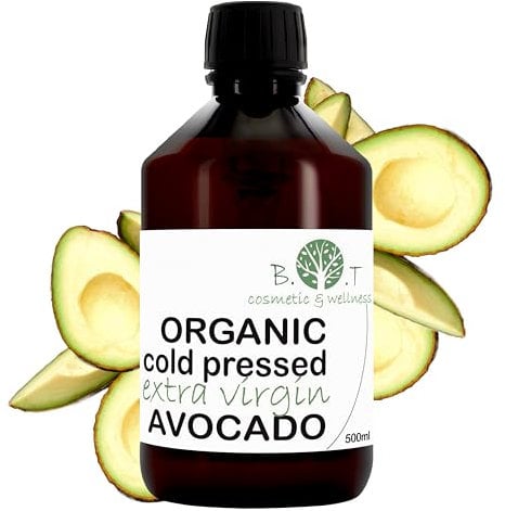 B.O.T cosmetic & wellness - Organic Avocado Oil, Cold Pressed & Vitamin Rich, For Face, Body, Hair, Nails & Baby Skin, Quick Absorption & Revitalizing, Green, 500 ml (Pack of 1)