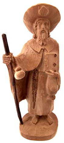 Eurofusioni Saint Jacques Le Pèlerin - Statue en Résine Peinte à la Main - Souvenir Pèlerinage de Santiago de Compostela - H 17 cm