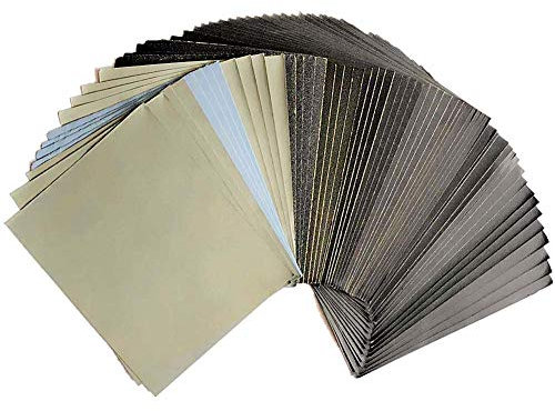 FEIHU 42 Stück nassschleifpapier Schleifpapier Set. Körnung von 240 bis 3000/5000/8000/10000,Nass und Trocken Schleifpapier für Auto/Harz/Holzmöbel/Metall/115 × 140 mm