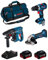 BOSCH Kit 18V BK307BAG (Trapano Avvitatore GSR 18V-60 C + Smerigliatrice GWS 18-125 V-LI + Martello Perforatore GBH 18V-21 + 2 Batterie di 5,0 Ah + Caricabatterie + Borsa)