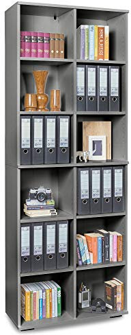 mutatio Regal Groß - Aktenregal - Ordnerregal [Viel Platz für Ordner] Standregal - Bücherregal - Grau ca. B80,2cm x H214,7cm x T35cm| Büromöbel