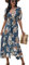 Saiqigui Women's Summer Short Sleeve V-Neck Floral Casual Maxi Long Dress Beach Boho Style (L, Blue, l)