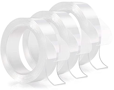 3 Rollen Doppelseitiges Klebeband Extra Stark, Waschbares und Spurlos Ablösbar Nano klebeband Transparent, Starke Klebrigkeit, für Teppich, Küche, Foto Wand, 10mm/15mm/20mm