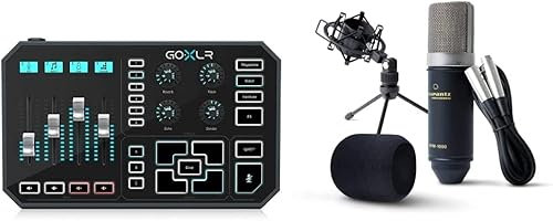 TC Helicon GoXLR Online-Broadcaster-Plattform mit 4-Kanal-Mischpult, motorisierten Fadern, Soundboard, Vocal-Effekten und XLR mikrofon
