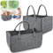 Aufun 2 Stück Filztasche Kaminholztasche Filz, Faltbar Brennholzkorb Einkaufstasche, Filztaschen Shopper, für Kaminholz Kleidung Spielzug(50 x 25 x 25 cm, Hellgrau)