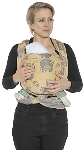 SCHMUSEWOLKE Tragetuch Baby Sommer Musselin - BIO-Baumwolle 70 x 485 cm Babysize-Toddlersize Neugeborene und Kleinkinder 0-24 Monate 3-16 kg Bauch- und Rückentragetuch - Design SlowDown