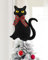 Schwarze Katzen Weihnachtsbaumspitze mit Ständer und wechselbaren Schleifen, Halloween, Weihnachtsbaum, Ornament, Winterferien, Heimdekorationen, Katzenliebhaber, Geschenkideen