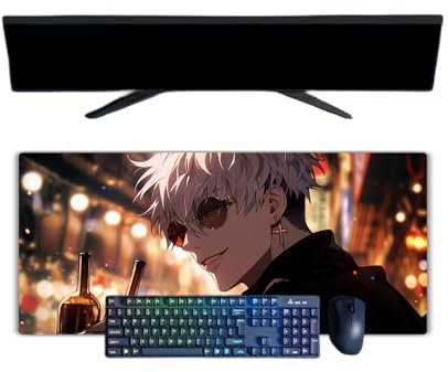 Jujutsu Kaisen Satoru Gojo Mauspad, XXL, multifunktional, Gaming, Anime, 800 x 300 mm, 3 mm, Büro, rutschfest, strukturierte Oberfläche, für Computer, Gamer, Büro, Zuhause und Laptops