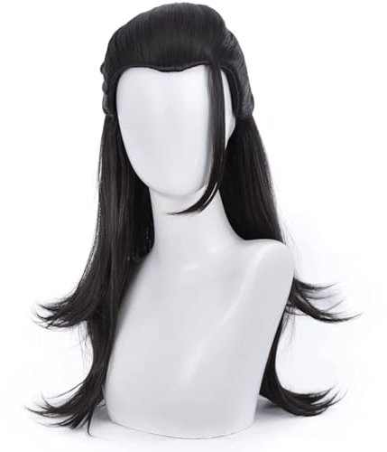 Anime Lange Schwarze Haare Cosplay Perücke für Halloween, Party, Karneval, Nachtleben, Konzerte