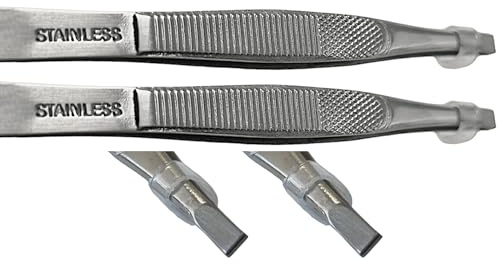 FabaCare Edelstahl Pinzette, Haarpinzette, Kosmetikpinzette, Zeckenpinzette, Modellbaupinzette, Fremdkörperpinzette, Präzisionspinzette, Augenbrauenpinzette, Zupfpinzette, Mehrzweckpinzett, 2x