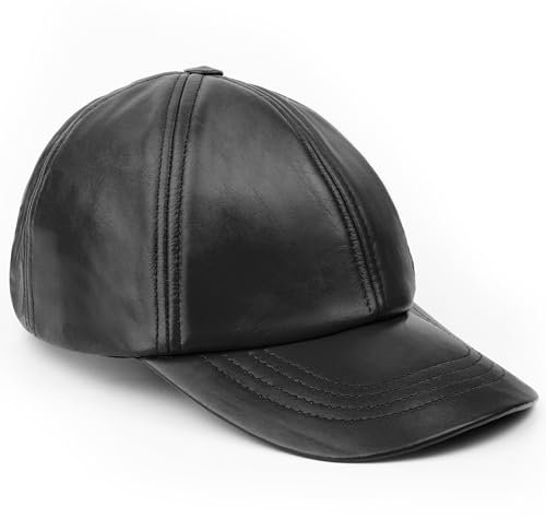 Royal Phoenix® Ledercap aus echtem Nappaleder in Schwarz - Zeitloses Design - Stilvolle Baseball Cap mit erstklassiger Verarbeitung - Perfekt für jeden Anlass