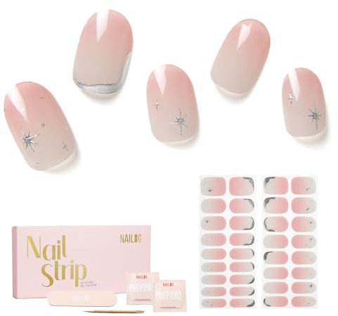 NAILOG Nagelfolie UV Härtend, 34 Stück UV Nagelfolie,Nagelsticker selbstklebend in Salonqualität, Lang Anhaltende Soft Gel Finish Nagelfolien Maniküre für Frauen, Star River