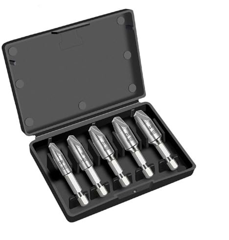 ZSjing 5-teiliger Bohrer for Ausdrehen beschädigter Schrauben, Schnellarbeitsstahl, doppelt, leicht herauszunehmen, seitliches Ausbohren von gebrochenen Schrauben, Entfernerbolzen(4PCS/Set)