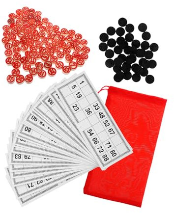 JOINPAYA 1 Set Bingo Numbers Chess Russia Tambola Kit Bingo Board Game Bingo Chess Russian Bingos Game Tombola Italian Game Tombolinis Tiles Russian Lotto Board Games Table Runner Red Paper