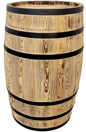 weeco Dekoration Holzfass – Rustikales Fassmöbel für Bars, Restaurants, Hotels – Dekoratives Weinfass für Menüpräsentation, Getränkeservice oder Whisky Ausstellung - 80x50cm (Hellbraun)