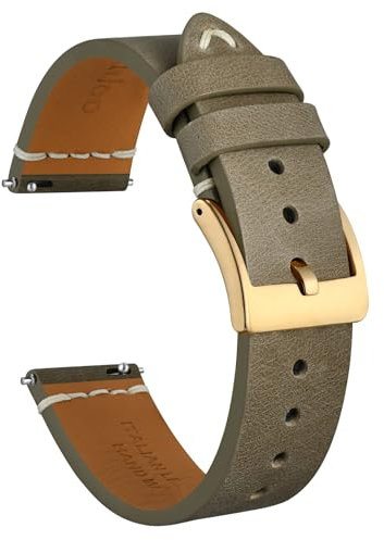 Ayadoo 18 mm Uhrenarmband aus italienischem Leder, Echte Lederbänder, Grau