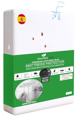 Enviroflex Funda de Colchón con Cremallera 152 x 200 x 40 cm | Protector Impermeable de Colchón | Cubrecolchón Transpirable | Funda Protectora para Cama | Fácil de Usar y Lavar