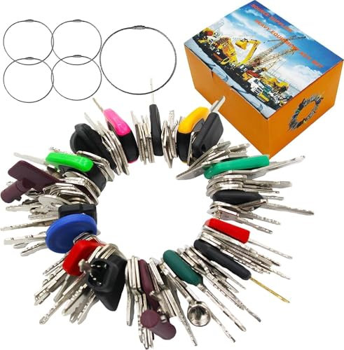 100PCS Ignition Switch Starter Key Set - 5 Key Rings, Plant Machinery Key Set for CAT JCB Kubota Agricultural, Excavator, Digger, Dumper, Roller, Forklift, Backhoe Tractor Etc