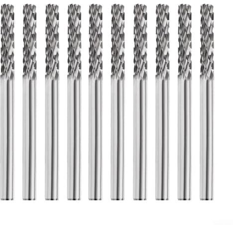 Hartmetall-Frässtifte, 3 mm Schaft, Wolframstahl, Fräser-Set für Metallbearbeitung, Gusseisen, Kohlenstoffstahl, legierter Stahl, Edelstahl, Kupfer, Aluminium, 10 Stück
