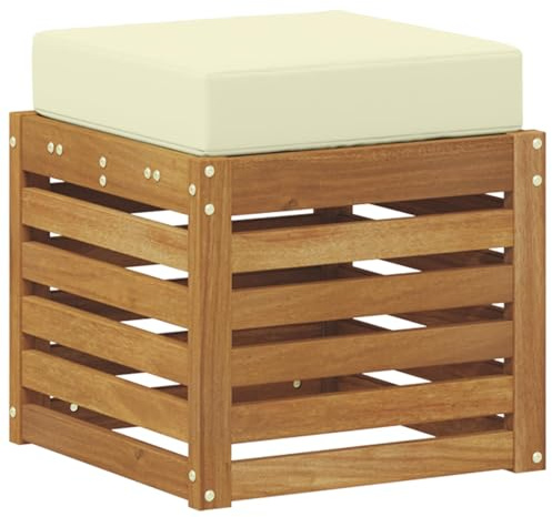 vidaXL Outdoor Hocker Bank Natur 43 x 43 x 37 cm Massivholz Akazie, Balkon Außenbereich Sitzgelegenheiten, modernes Gartensofa, langlebige Terrassenmöbel, gemütliche Eckanordnung für Entspannung