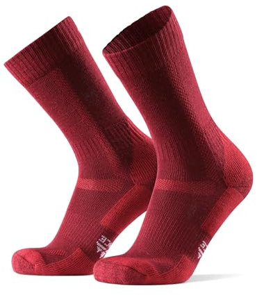 DANISH ENDURANCE Merino Wandersocken, Thermo Outdoor Socken & Trekkingsocken, Unisex, für Herren & Damen, Rot, 35-38