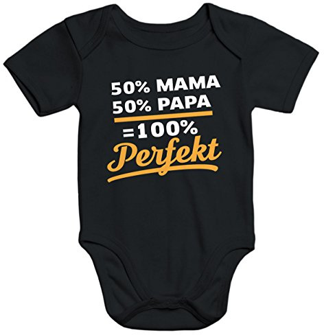 MoonWorks Baby Body 50% Mama 50% Papa 100% Perfekt Babybody Bio-Baumwolle Kurzarm