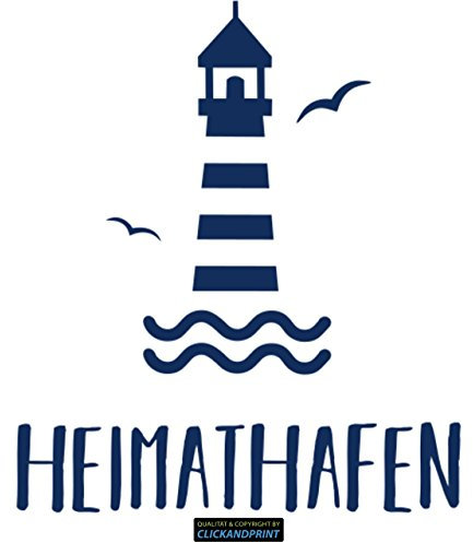 CLICKANDPRINT Aufkleber » Heimathafen Leuchtturm, 20x17,3cm, Dunkelblau • Dekoaufkleber/Autoaufkleber/Sticker/Decal/Vinyl