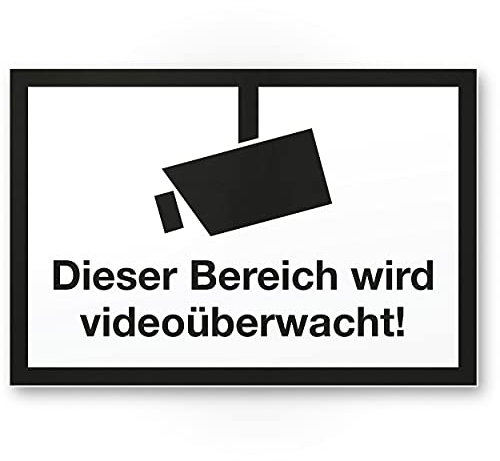 Komma Security Bereich wird videoüberwacht Schild Hinweisschild Innen Außen Warnhinweis Videoüberwachung Einbruchschutz Hinweis Prävention von Einbrüchen - Abschreckung