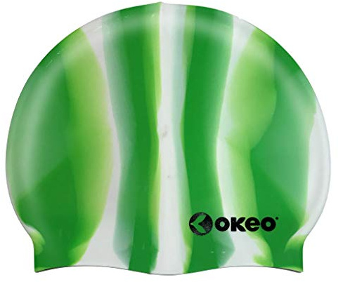 Okeo Cuffia Piscina Donna e Uomo in Silicone – Cuffia Nuoto Multilines Arancione, Elastica e Impermeabile