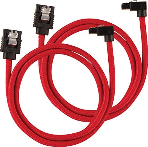 Corsair Câble SATA gainé CORSAIR Premium - SATA 6Gbps, connecteur à 90°, Rouge, 60 cm