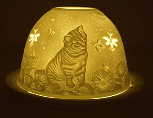 CBK-MS. Dome Light Kätzchen Katzen Teelicht Windlicht Blumen Schmetterlinge
