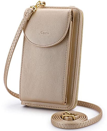 S-ZONE PU Leather RFID Blocking Crossbody Cell Phone Bag for 6.7 Inch Cellphone Women Leather RFID Blocking Wallet Purses with Credit Card Slots