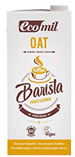 Ecomil Organic Barista Oat Drink – No Added Sugar, 1L | Neutral, Creamy Plant-Based Milk for Latte Art & Frothy Microfoam | Vegan, Dairy-Free, Gluten-Free | 100% Organic Oats | 1L (Pack of 6)