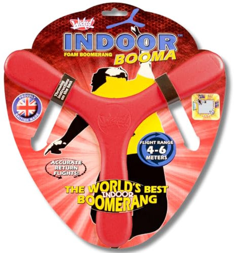 Wicked WKIND-R Indoor Booma Red | Der weltweit Beste zurückkehrende Sport-Bumerang | Hergestellt aus weichem und sicherem Memorang-Schaum, garantierter Rückflug, rot, Large