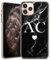 TULLUN Personalisierte Handyhülle für iPhone 11 - Klare Hartplastik Benutzerdefinierte Schwarzer Marmor Marble Weiß Buchstabe Initialen Name Text - Initialen mit Herz