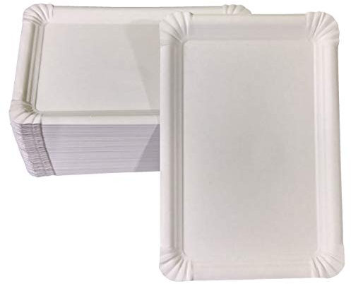 Wimex 100 Flache Pappteller weiß eckig 16 x 23 cm